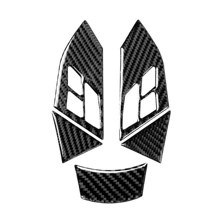 Adesivo decorativo per pulsanti del volante in tinta unita in fibra di carbonio 5 in 1 per BMW Serie 5 E60 2004-2010, guida a destra e a sinistra universale, For BMW 5 Series E60 2004-2010