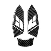 Adesivo decorativo per pulsanti del volante in tinta unita in fibra di carbonio 5 in 1 per BMW Serie 5 E60 2004-2010, guida a destra e a sinistra universale, For BMW 5 Series E60 2004-2010