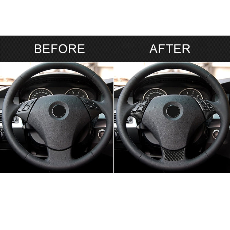 Adesivo decorativo per pulsanti del volante in tinta unita in fibra di carbonio 5 in 1 per BMW Serie 5 E60 2004-2010, guida a destra e a sinistra universale, For BMW 5 Series E60 2004-2010