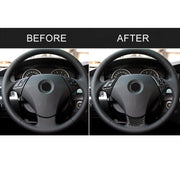 Adesivo decorativo per pulsanti del volante in tinta unita in fibra di carbonio 5 in 1 per BMW Serie 5 E60 2004-2010, guida a destra e a sinistra universale, For BMW 5 Series E60 2004-2010