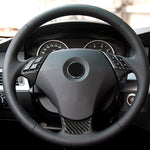Adesivo decorativo per pulsanti del volante in tinta unita in fibra di carbonio 5 in 1 per BMW Serie 5 E60 2004-2010, guida a destra e a sinistra universale, For BMW 5 Series E60 2004-2010