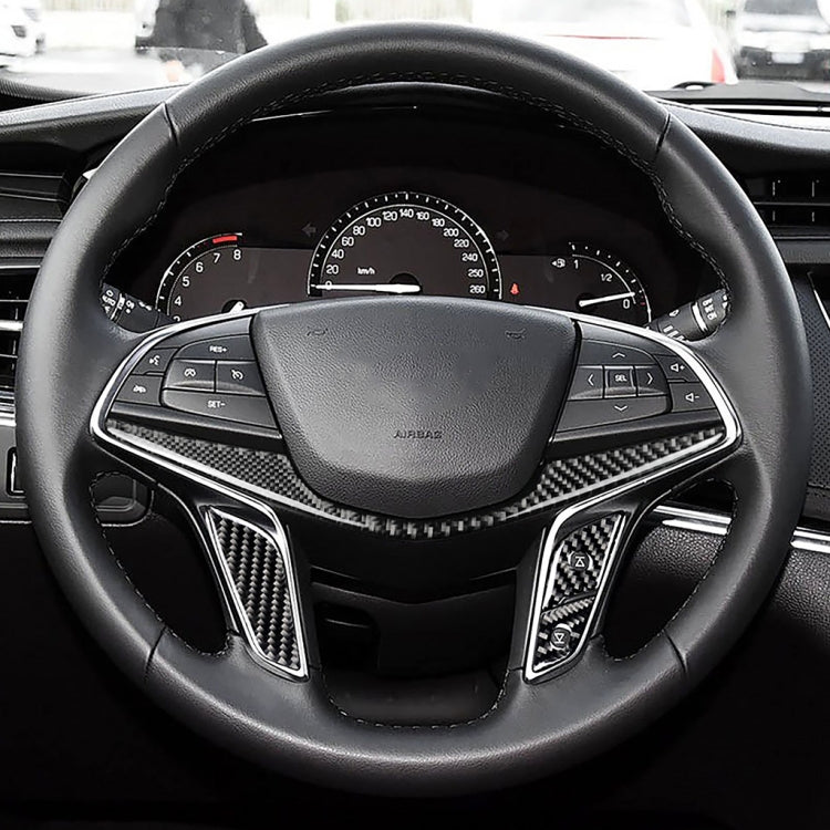 Adesivo decorativo per pulsanti del volante in fibra di carbonio 4 in 1 per Cadillac xt5 2016-2017, guida a destra e a sinistra universale, For Cadillac xt5 2016-2017
