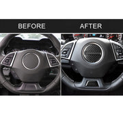 Adesivo decorativo per pulsante volante in fibra di carbonio 2 in 1 per Chevrolet Camaro 2017-2019, guida a destra e a sinistra universale, For Chevrolet Camaro 2017-2019