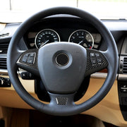 Adesivo decorativo per pulsanti del volante in tinta unita in fibra di carbonio 3 in 1 per BMW E70 2008-2013 X5, guida a destra e a sinistra universale, For BMW E70 2008-2013 X5