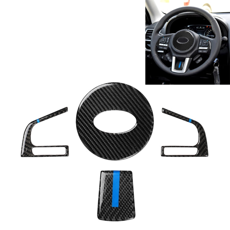 Adesivo decorativo per pulsante volante blu in fibra di carbonio 4 in 1 per Subaru Forester 2016-2018, guida a destra e a sinistra universale, For Subaru Forester 2016-2018(Blue)