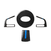 Adesivo decorativo per pulsante volante blu in fibra di carbonio 4 in 1 per Subaru Forester 2016-2018, guida a destra e a sinistra universale, For Subaru Forester 2016-2018(Blue)