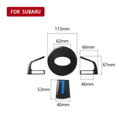 Adesivo decorativo per pulsante volante blu in fibra di carbonio 4 in 1 per Subaru Forester 2016-2018, guida a destra e a sinistra universale, For Subaru Forester 2016-2018(Blue)