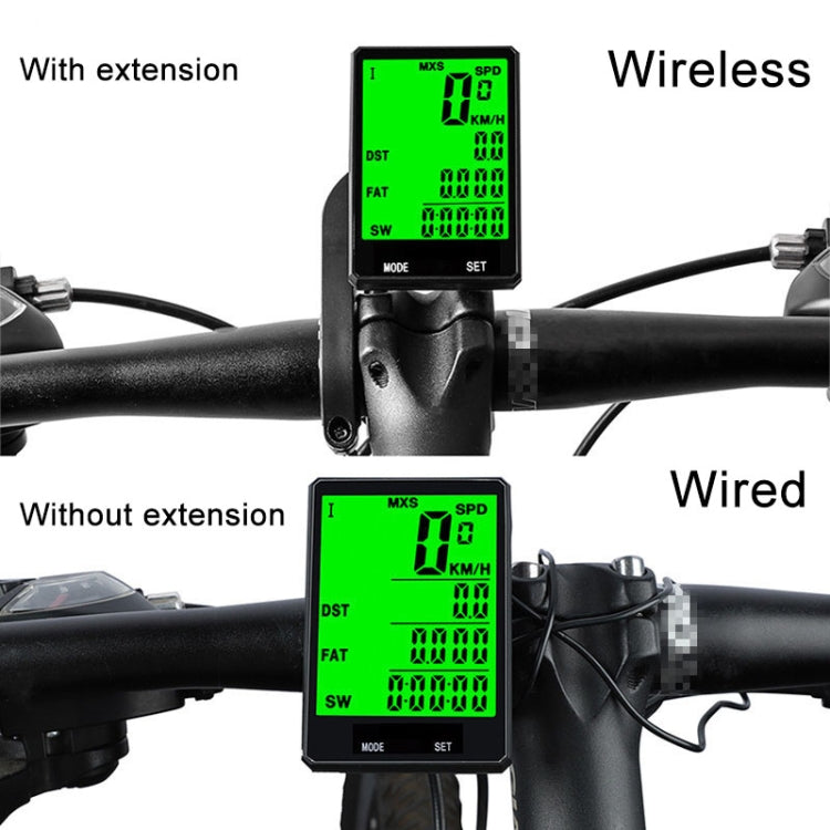 Tachimetro contachilometri LCD per ciclocomputer impermeabile wireless inglese da 2,8 pollici con supporto di estensione, Wireless with Extension Holder