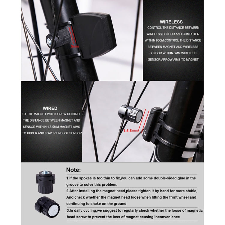 Tachimetro contachilometri LCD per ciclocomputer impermeabile wireless inglese da 2,8 pollici con supporto di estensione, Wireless with Extension Holder