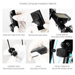 Tachimetro contachilometri LCD per ciclocomputer impermeabile wireless inglese da 2,8 pollici con supporto di estensione, Wireless with Extension Holder
