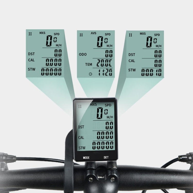 Tachimetro contachilometri LCD per ciclocomputer impermeabile wireless inglese da 2,8 pollici con supporto di estensione, Wireless with Extension Holder