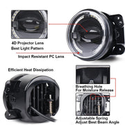 2 PCS 4 pollici Car LED Angel Eyes Faretto Fendinebbia modificati per Jeep Wrangler / Dodge / Chrysler PT Cruiser, For Jeep / Dodge