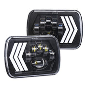 2 fari quadrati a LED con sfondo rosso modificato per auto da 5X7 pollici per Jeep Wrangler, For Jeep Wrangler(5X7 inch)