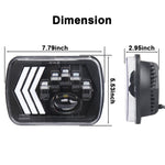 2 fari quadrati a LED con sfondo rosso modificato per auto da 5X7 pollici per Jeep Wrangler, For Jeep Wrangler(5X7 inch)