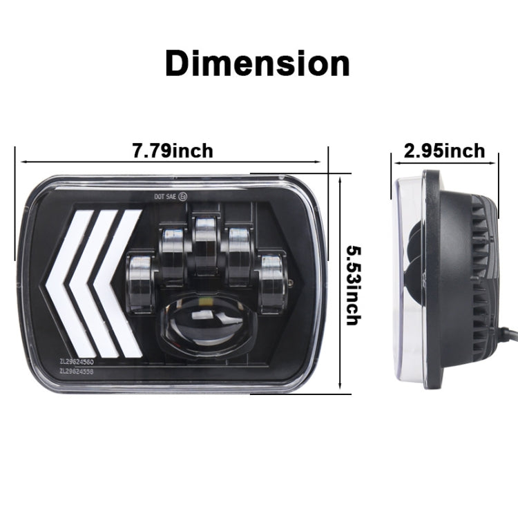 2 fari quadrati a LED con sfondo rosso modificato per auto da 5X7 pollici per Jeep Wrangler, For Jeep Wrangler(5X7 inch)