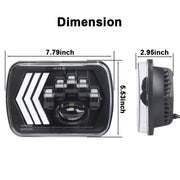 2 fari quadrati a LED con sfondo rosso modificato per auto da 5X7 pollici per Jeep Wrangler, For Jeep Wrangler(5X7 inch)