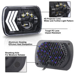 2 fari quadrati a LED con sfondo rosso modificato per auto da 5X7 pollici per Jeep Wrangler, For Jeep Wrangler(5X7 inch)