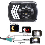 2 fari quadrati a LED con sfondo rosso modificato per auto da 5X7 pollici per Jeep Wrangler, For Jeep Wrangler(5X7 inch)