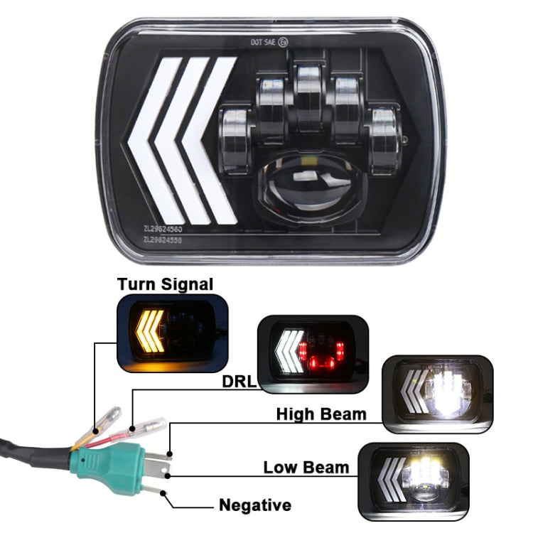 2 fari quadrati a LED con sfondo rosso modificato per auto da 5X7 pollici per Jeep Wrangler, For Jeep Wrangler(5X7 inch)