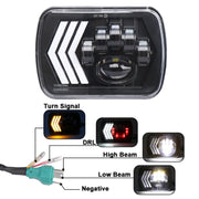 2 fari quadrati a LED con sfondo rosso modificato per auto da 5X7 pollici per Jeep Wrangler, For Jeep Wrangler(5X7 inch)