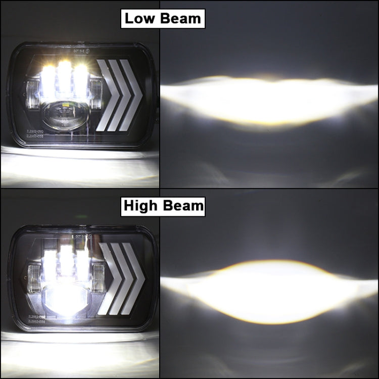 2 fari quadrati a LED con sfondo rosso modificato per auto da 5X7 pollici per Jeep Wrangler, For Jeep Wrangler(5X7 inch)