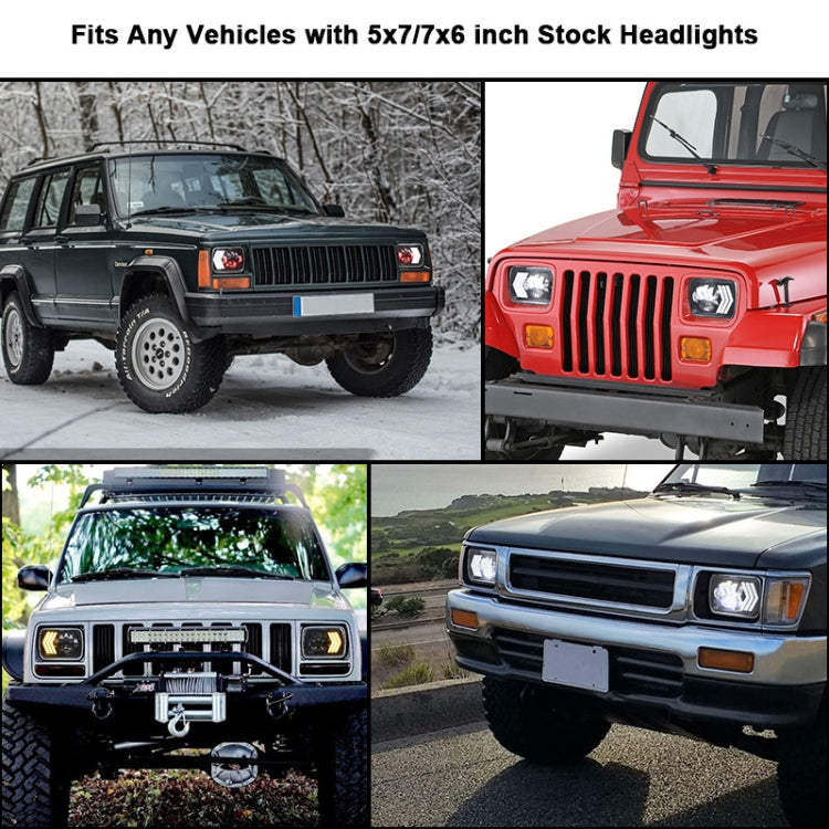 2 fari quadrati a LED con sfondo rosso modificato per auto da 5X7 pollici per Jeep Wrangler, For Jeep Wrangler(5X7 inch)