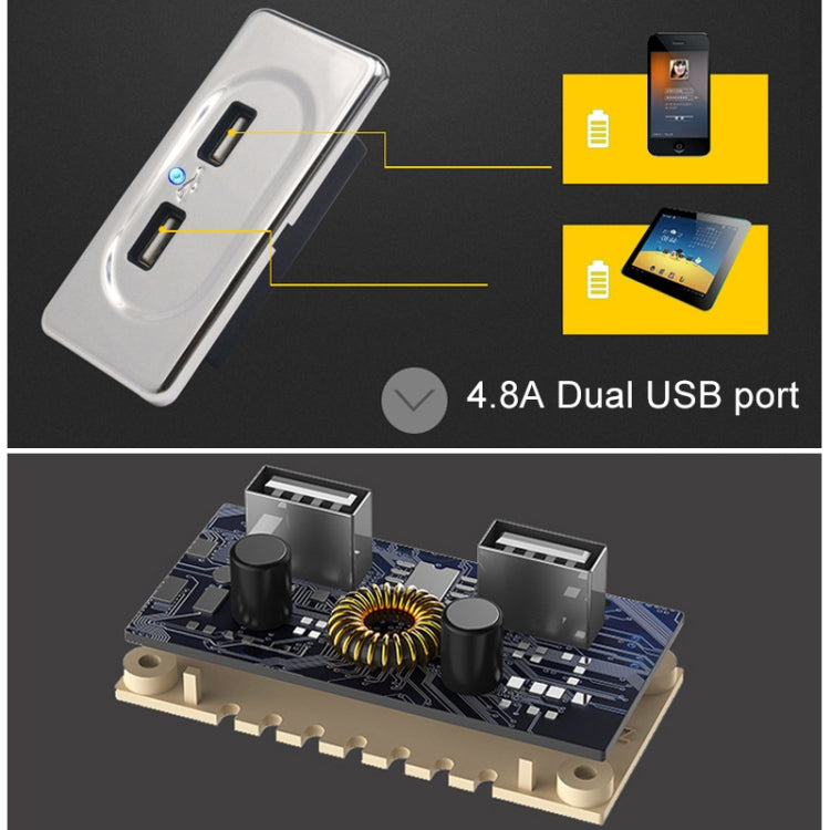 Caricatore doppio USB auto 4,8A per camper e bus