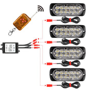 DC12V-24V / 18W 4 in 1 Griglia anteriore Spia stroboscopica di emergenza Flash Pickup 12 LED Luce laterale Controllo wireless 16 modalità