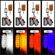 DC12V-24V / 18W 4 in 1 Griglia anteriore Spia stroboscopica di emergenza Flash Pickup 12 LED Luce laterale Controllo wireless 16 modalità