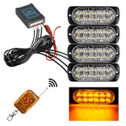 DC12V-24V / 18W 4 in 1 Griglia anteriore Spia stroboscopica di emergenza Flash Pickup 12 LED Luce laterale Controllo wireless 16 modalità