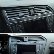 Adesivo decorativo per telaio di uscita aria con controllo centrale in fibra di carbonio per auto per Volkswagen Tiguan L, Central Control Air Outlet