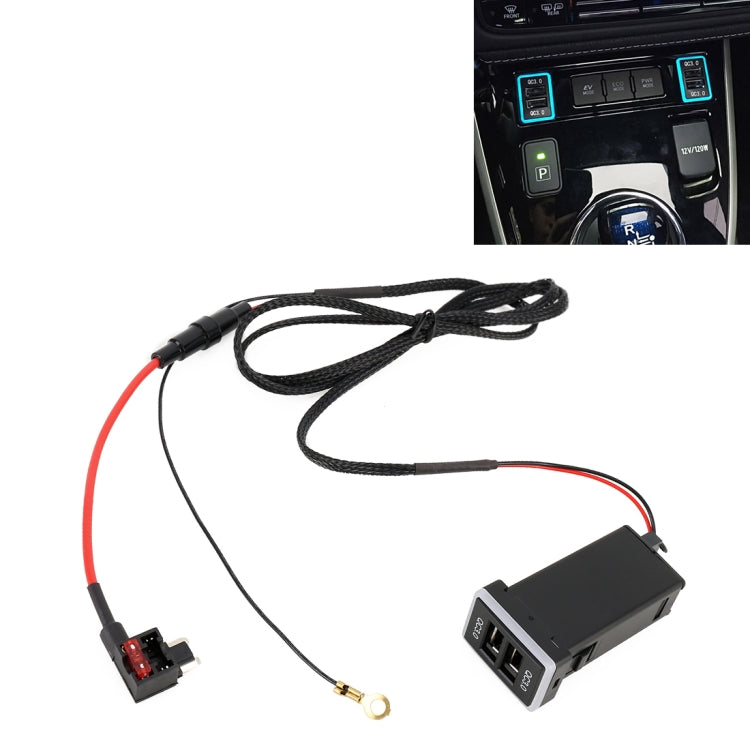 Caricabatterie per modifica interfaccia USB a ricarica rapida QC3.0 per auto per Toyota, fusibile per prendere energia, Fuse (Ice Blue Light), Fuse (Blue Light), Fuse (Green Light), Fuse (Orange Light), Fuse (Red Light)
