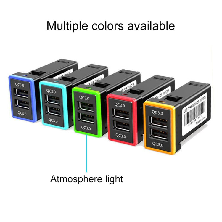 Caricabatterie per modifica interfaccia USB a ricarica rapida QC3.0 per auto per Toyota, fusibile per prendere energia, Fuse (Ice Blue Light), Fuse (Blue Light), Fuse (Green Light), Fuse (Orange Light), Fuse (Red Light)