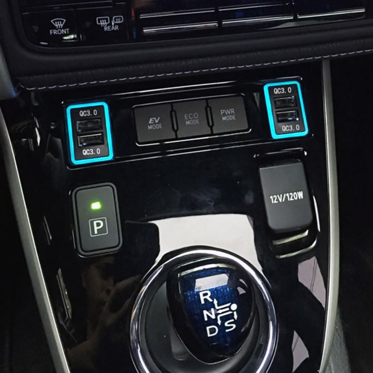 Caricabatterie per modifica interfaccia USB a ricarica rapida QC3.0 per auto per Toyota, fusibile per prendere energia, Fuse (Ice Blue Light), Fuse (Blue Light), Fuse (Green Light), Fuse (Orange Light), Fuse (Red Light)