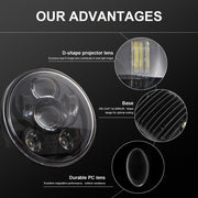 EagleVision DC9-30V 35W 6000K 4000LM Faro rotondo per moto 6LED da 5,75 pollici per Harley-Davidson, 5.75 inch 6LEDs