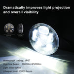 EagleVision DC9-30V 35W 6000K 4000LM Faro rotondo per moto 6LED da 5,75 pollici per Harley-Davidson, 5.75 inch 6LEDs