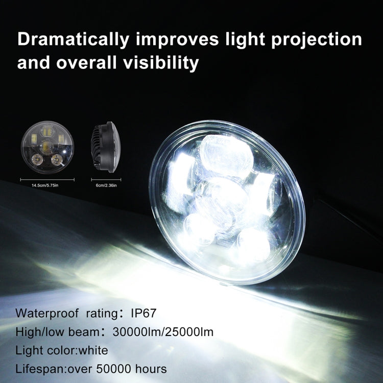 EagleVision DC9-30V 35W 6000K 4000LM Faro rotondo per moto 6LED da 5,75 pollici per Harley-Davidson, 5.75 inch 6LEDs