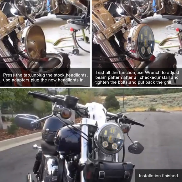 EagleVision DC9-30V 35W 6000K 4000LM Faro rotondo per moto 6LED da 5,75 pollici per Harley-Davidson, 5.75 inch 6LEDs
