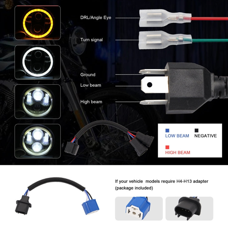 EagleVision DC9-30V 35W 6000K 4000LM Faro LED per moto rotondo da 5,75 pollici con Angel Eye per Harley-Davidson, 5.75 inch with Angel Eye