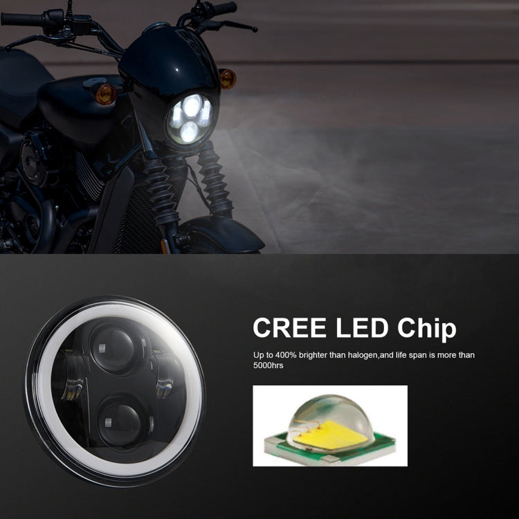EagleVision DC9-30V 35W 6000K 4000LM Faro LED per moto rotondo da 5,75 pollici con Angel Eye per Harley-Davidson, 5.75 inch with Angel Eye