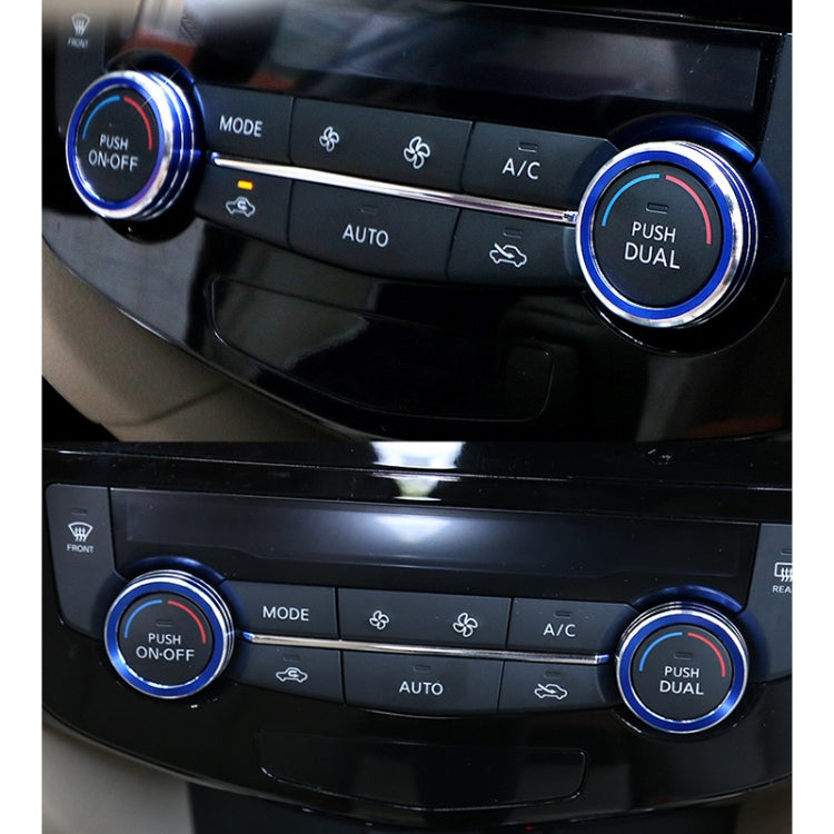 Custodia con pomello per condizionatore d'aria in metallo per auto da 2 pezzi per Nissan X-TRAIL, For Nissan X-TRAIL (Blue), For Nissan X-TRAIL (Red), For Nissan X-TRAIL (Silver)
