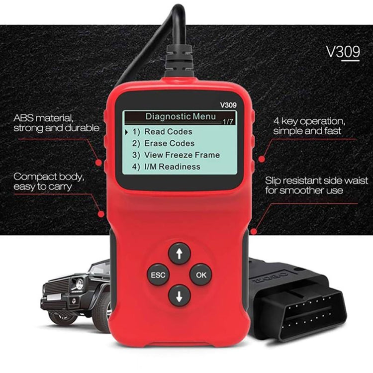 V309 Strumento diagnostico per auto scanner portatile OBD2 per auto OBD 2 Lettore di codici OBD per scanner automobilistico, V309