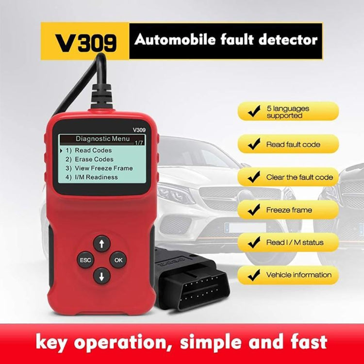 V309 Strumento diagnostico per auto scanner portatile OBD2 per auto OBD 2 Lettore di codici OBD per scanner automobilistico, V309