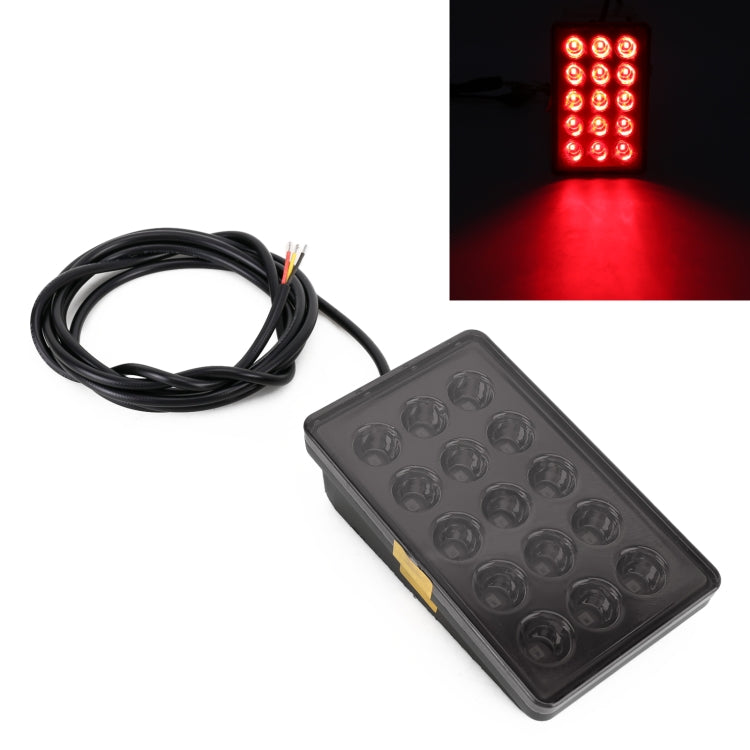 Luci di stop quadrate per auto DC12V 1W Luce di retromarcia con 15 LED SMD-3528, Square (Black), Square (Red), Square (Transparent)