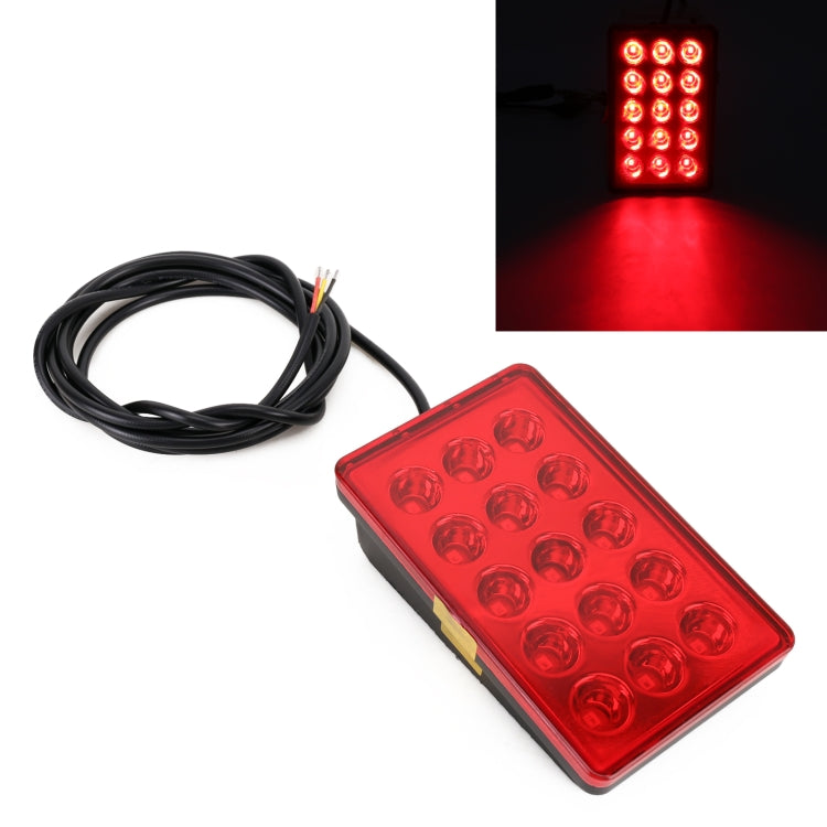 Luci di stop quadrate per auto DC12V 1W Luce di retromarcia con 15 LED SMD-3528, Square (Black), Square (Red), Square (Transparent)