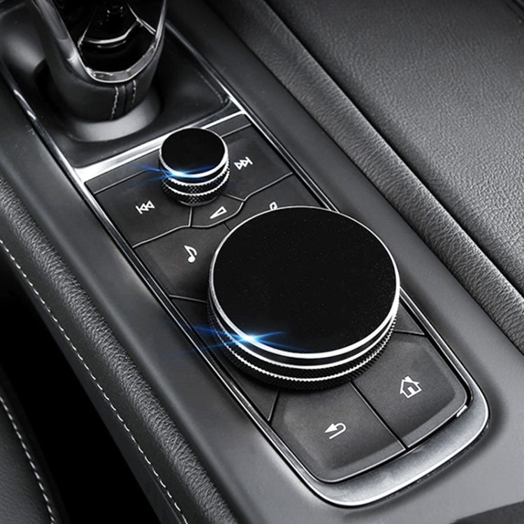 Custodia con manopola di controllo centrale in metallo per auto da 2 pezzi per Cadillac, For Cadillac (Black), For Cadillac (Blue), For Cadillac (Red)