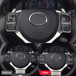 Adesivo decorativo per pulsante volante in fibra di carbonio per auto per Lexus IS250 NX200 200t 300h 13-, guida a sinistra, Steering Wheel Button A Style, Left Drive