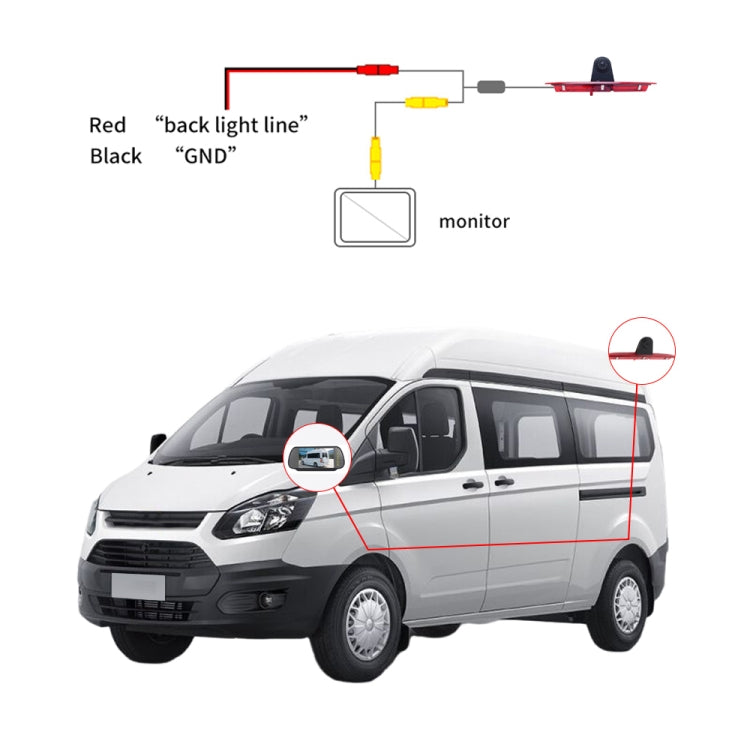 PZ466 Telecamera per luce freno impermeabile da 170 gradi per Ford Transit 2014-2015, PZ466