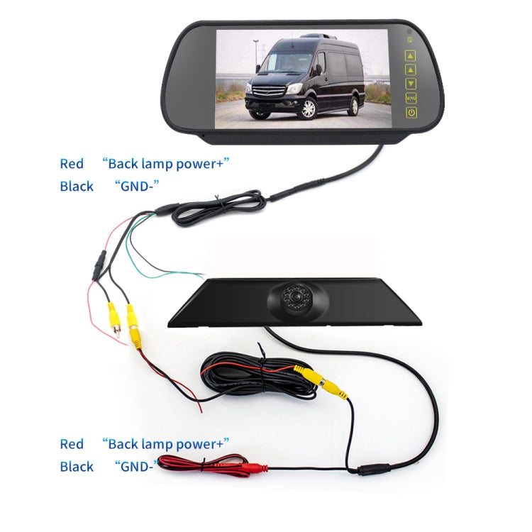 PZ474 Telecamera per luce freno impermeabile da 170 gradi per auto + monitor retrovisore da 7 pollici per Iveco Daily 4 Gen, PZ474 + 7 inch Rearview Monitor