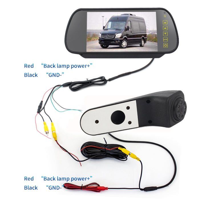 PZ475 Telecamera per luce freno da 170 gradi impermeabile per auto + monitor retrovisore da 7 pollici per Volkswagen Crafter, PZ475 + 7 inch Rearview Monitor